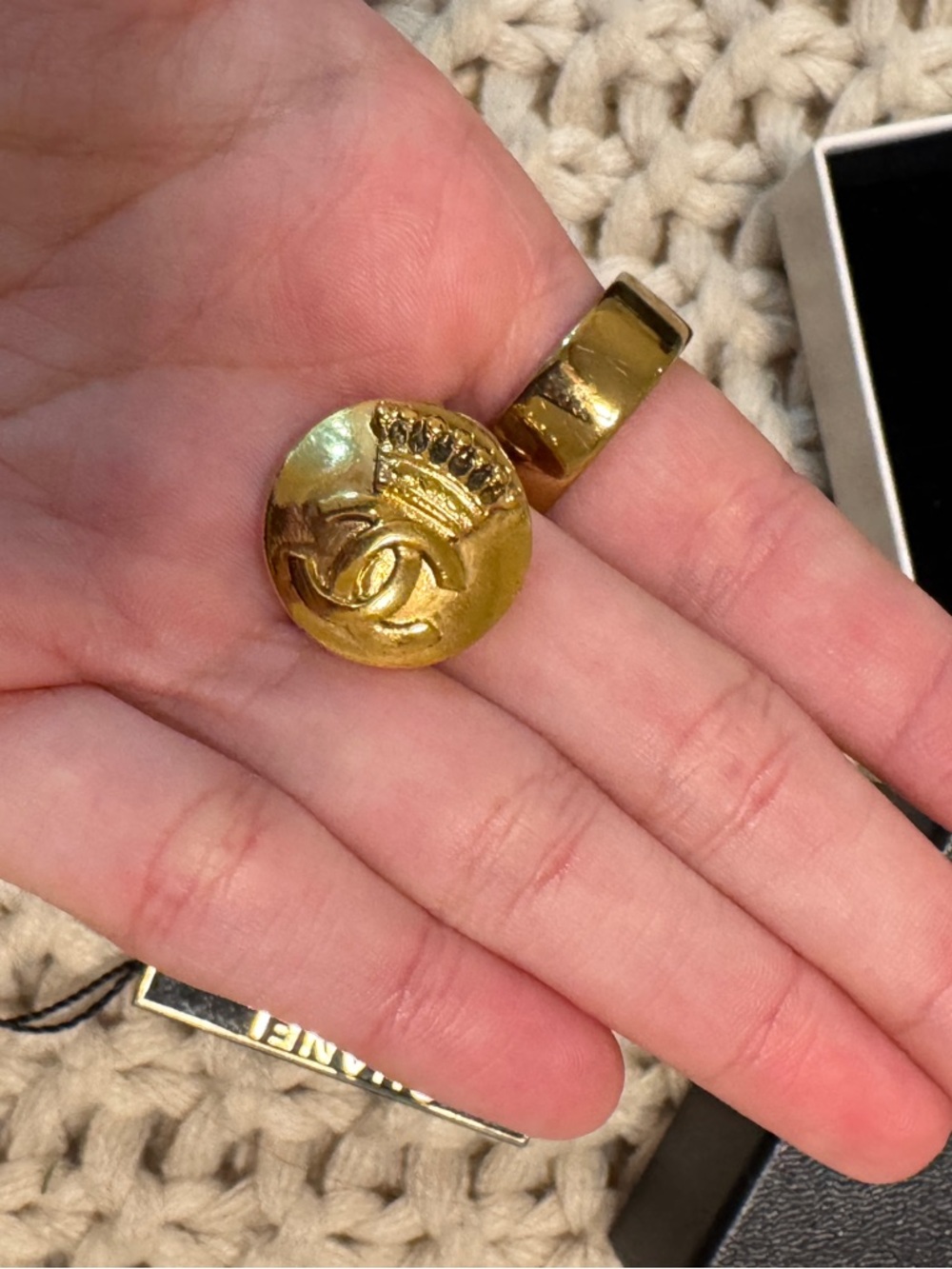 Chanel Gold-Tone CC Logo Button Earrings - Gold - Picture 4 of 7